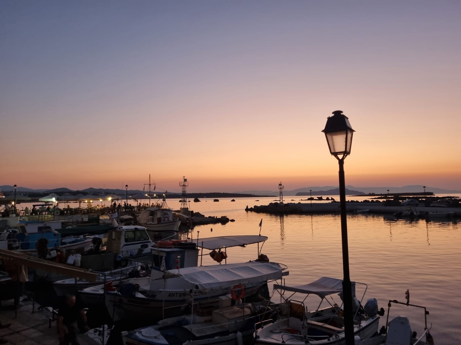 Port of Nea Chora at night